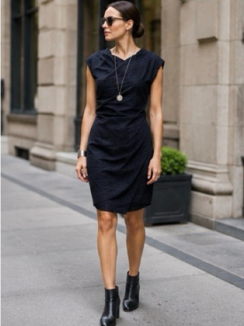 [All Saints] Spitalfields Limski Dark Blue Green Asymmetrical Dress Sz S [UK 8] - Picture 5 of 7